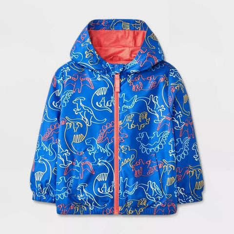 Cat & Jack Boy's Blue Dinosaur Printed Full Zip Windbreaker Jacket  | Cat & Jack in Lebanon