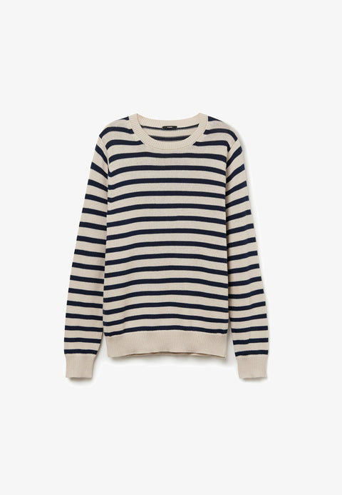 Manguun Men's Navy & Beige Striped Sweater | Manguun In Lebanon