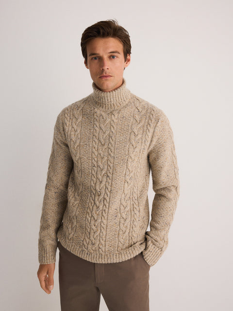 Reserved Men's Beige Wool Turtleneck Sweater | Reserved In Lebanon