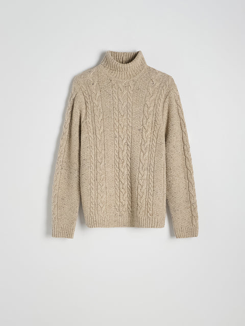 Reserved Men's Beige Wool Turtleneck Sweater | Reserved In Lebanon
