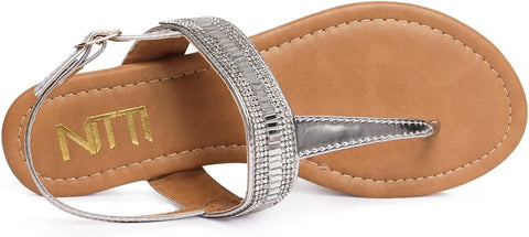 NITTI Women's Silver Flat Thong Sandals | NITTI In Lebanon