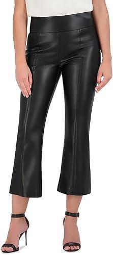 BCBGMAXAZRIA Women's Black Faux Leather Bell Shape Crop Pant | BCBGMAXAZRIAIn Lebanon