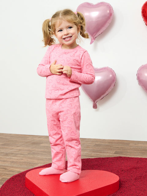 Sinsay Baby Girl’s Pink Heart Print Long Sleeve Pajama Set | Sinsay in Lebanon