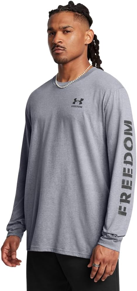 Under Armour Men's Gray Freedom Flag Graphic Long-Sleeve Blouse | Under Armour In Lebanon