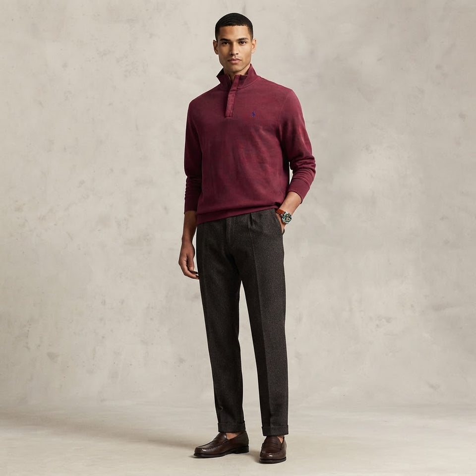 Polo Ralph Lauren Men's Burgundy Quarter-Zip Pullover Sweater
