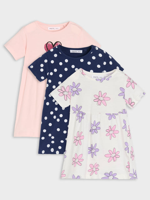 Sinsay Baby Girl's Navy/White/Pink Dresses 3-Pack | Sinsay In Lebanon