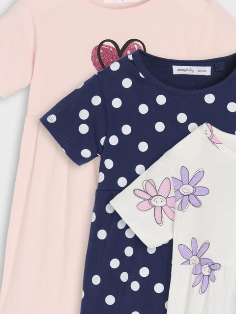 Sinsay Baby Girl's Navy/White/Pink Dresses 3-Pack | Sinsay In Lebanon