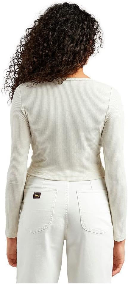 Lee Women's Off White Crroped Rib Cardigan | Lee In Lebanon