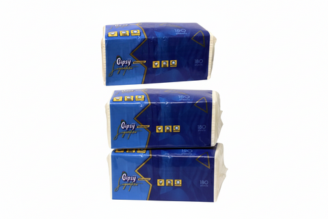 Two blue boxes of Gipsy products on a white background