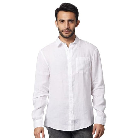 Celio Men's White Linen Long Sleeve Shirt | Celio in Lebanon