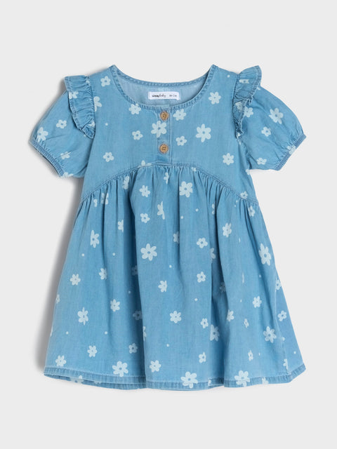 Sinsay Baby Girl's Blue Denim Floral Dress | Sinsay In Lebanon
