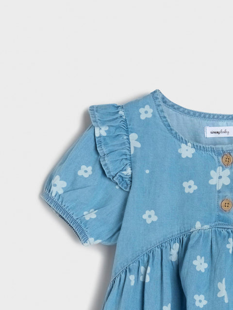 Sinsay Baby Girl's Blue Denim Floral Dress | Sinsay In Lebanon