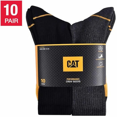 Caterpillar Men's Black & Gray Performance Crew Socks 10 pairs |Caterpillar In Lebanon