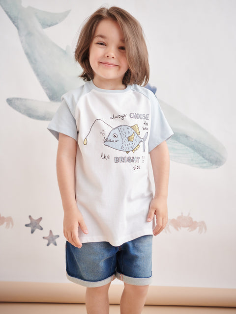 Sinsay Baby Boy's White T-shirt With Fish Print | Sinsay In Lebanon
