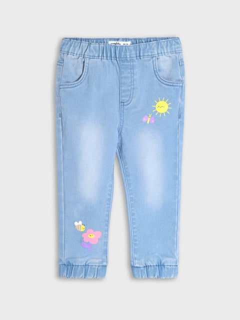 Sinsay Baby Girl's Blue With Summer Vibes Prints Jeans | Sinsay In Lebanon