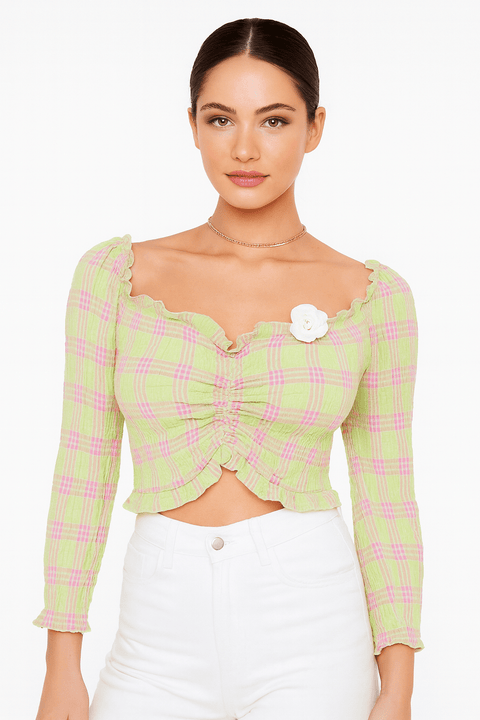 Miss Selfridge Women's Multicolor Long-Sleeve Crop-Top ANF2729