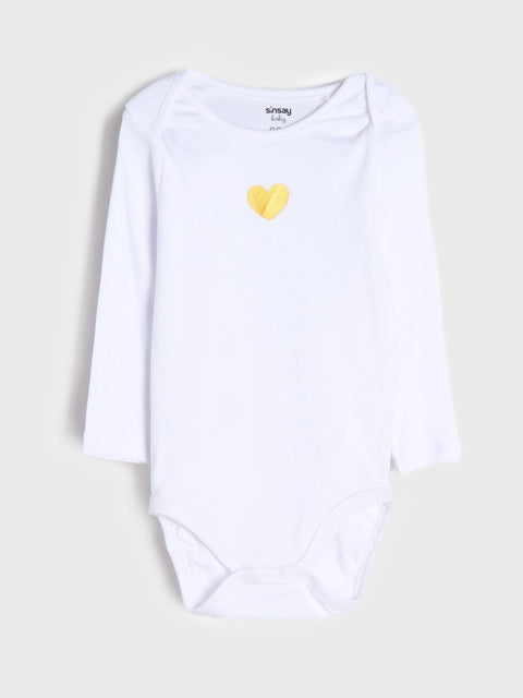 Sinsay Baby Girl's White & Light Yellow Heart Printed Pack Of 2 Bodysuits | Sinsay In Lebanon