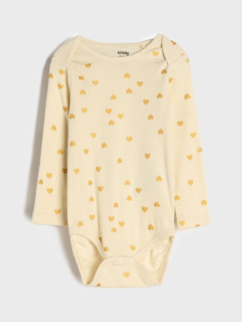 Sinsay Baby Girl's White & Light Yellow Heart Printed Pack Of 2 Bodysuits | Sinsay In Lebanon