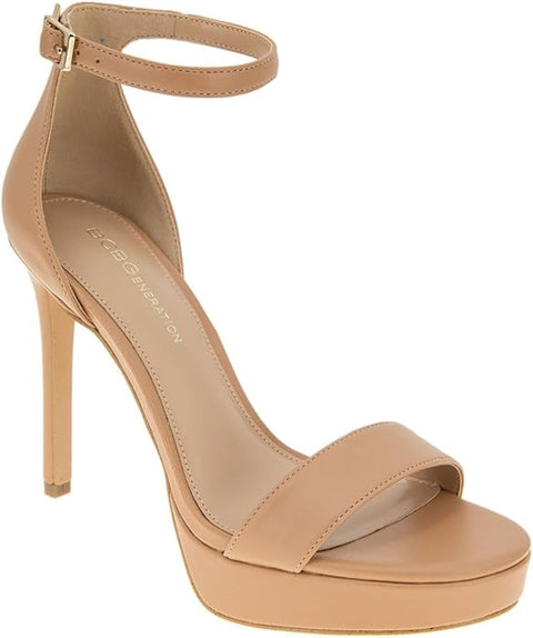 BCBGeneration Women's Beige Nallah Two-Piece Platform High-Heel Dress Sandals | BCBGeneration in Lebanon