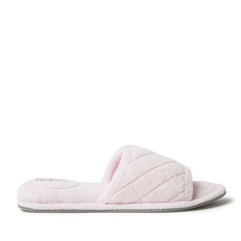 Dearfoams Women's Baby Pink Beatrice Microfiber Terry Slide Quilted Slippers | Dearfoams In Lebanon