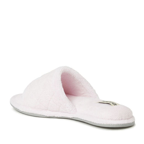 Dearfoams Women's Baby Pink Beatrice Microfiber Terry Slide Quilted Slippers | Dearfoams In Lebanon