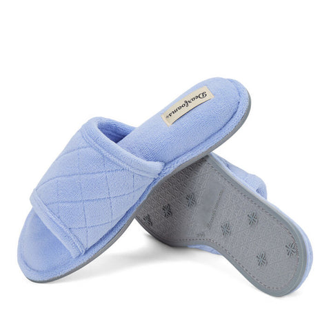 Dearfoams Women's Blue Beatrice Microfiber Terry Slide Quilted Slippers | Dearfoams In Lebanon