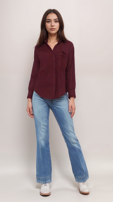 Calvin Klein Jeans Women's Burgundy Long-Sleeve Shirt | Calvin Klein Jeans in Lebanon