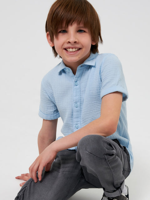Sinsay Boy's Pale Blue Shirt With Chest Pocket | Sinsay In Lebanon