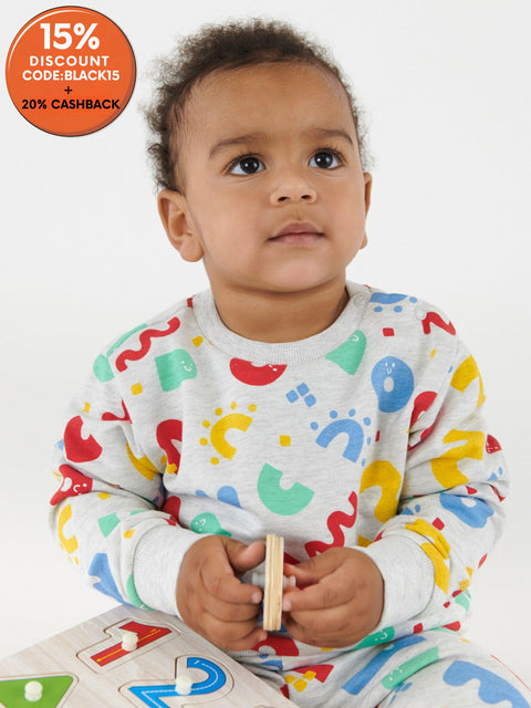 Sinsay Fox & Bunny Baby Boy's Light Grey Printed 2 Pcs Pajama Set | Sinsay In Lebanon