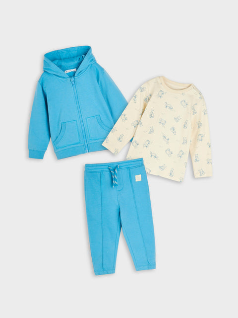Sinsay Fox & Bunny Baby Boy's Baby Blue & Off-White 3 Pcs Set | Sinsay In Lebanon
