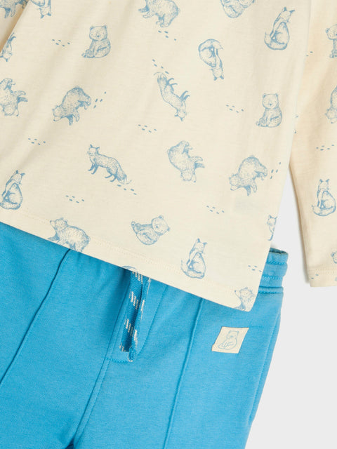 Sinsay Fox & Bunny Baby Boy's Baby Blue & Off-White 3 Pcs Set | Sinsay In Lebanon