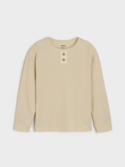 Sinsay Boy's Beige Long Sleeve Blouse With Decorative Buttons | Sinsay In Lebanon