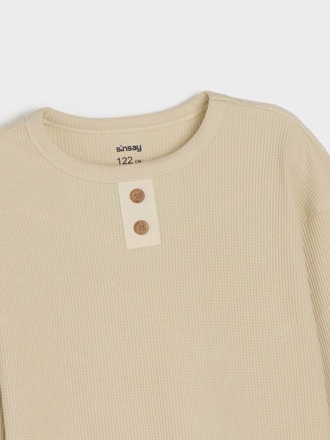 Sinsay Boy's Beige Long Sleeve Blouse With Decorative Buttons | Sinsay In Lebanon