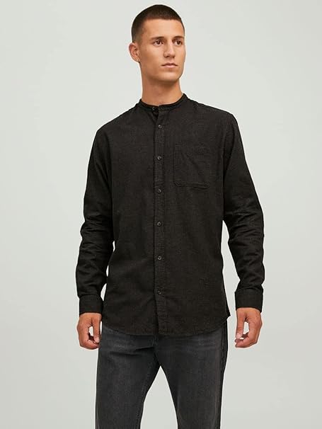 Jack & Jones Essentials Men's Dark Gray Blend Long Sleeve Melange Shirt | Jack & Jones In Lebanon