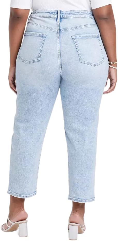 Ava & Viv Women's Light Blue High-Rise Cropped Slim Straight Jeans  |Ava & Viv In Lebanon