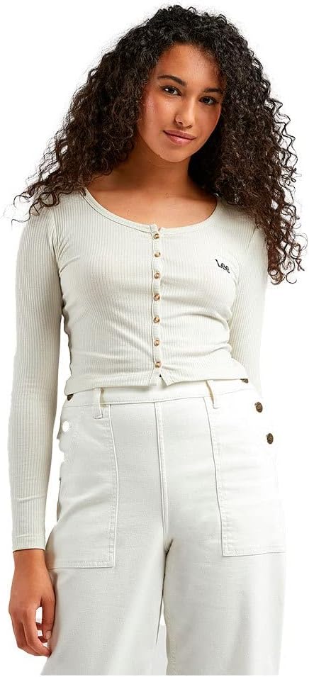 Lee Women's Off White Crroped Rib Cardigan | Lee In Lebanon