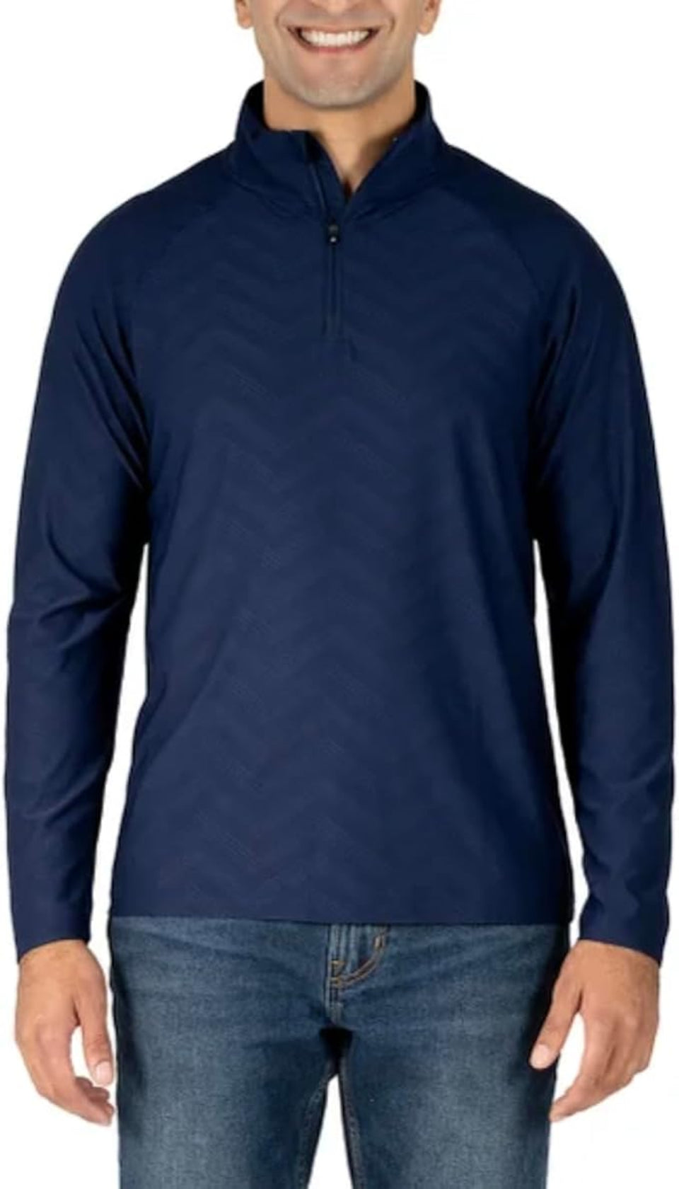 Gerry Men's Navy Stretch Long Sleeve Quarter Zip Moisture Wicking Sweater