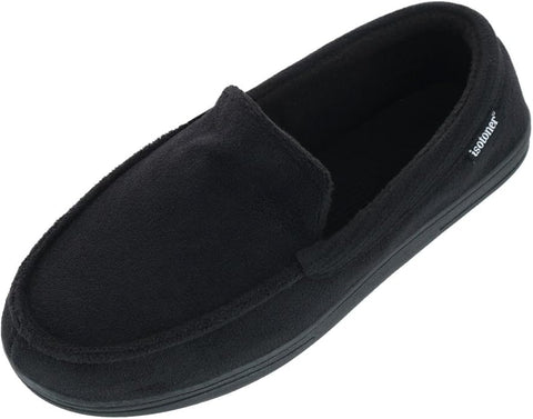 Isotoner Men's Black Microterry and Waffle Travis Moccasin Slippers | Isotoner In Lebanon