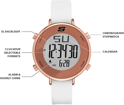 Skechers Women's White Magnolia Digital Chronograph Watch | Skechers In Lebanon