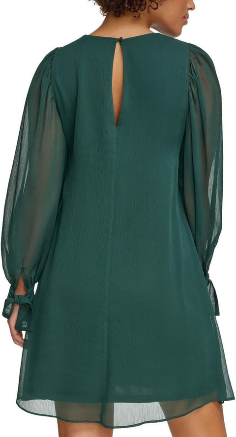 Calvin Klein Women's Khaki Petite Tie-Cuff Balloon-Sleeve Dress  |Calvin Klein In Lebanon