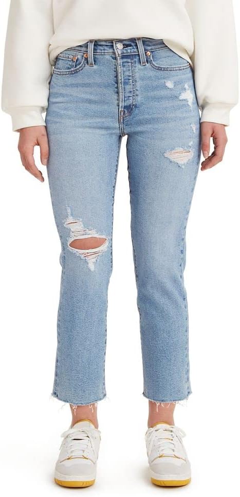 Levi's Women's Blue Ripped Straight Fit Wedge Jeans |Levi's In Lebanon