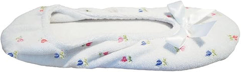 Isotoner Women's White Embroidered Terry Ballerina Panduff | Isotoner In Lebanon