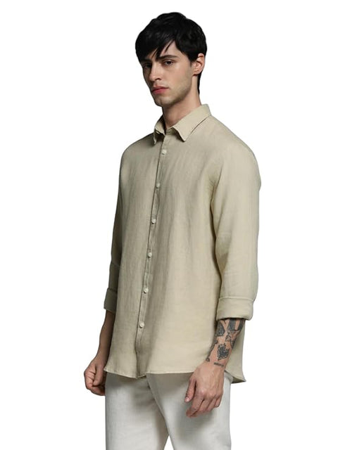 Jack & Jones Men's Beige Etwill Solid Long Sleeve Shirt | Jack & Jones In Lebanon