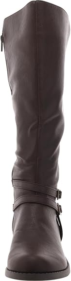 Easy Street Women's Dark Brown Bay Plus Leather Wide Calf Mid-Calf Boots| Easy Street In Lebanon