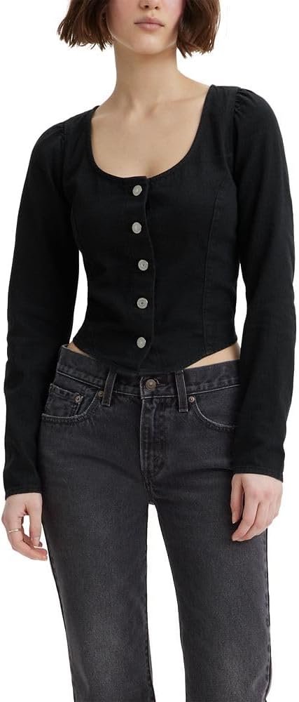 Levi's Women's Black Daryn Corset Long Sleeve Blouse |Levi's In Lebanon