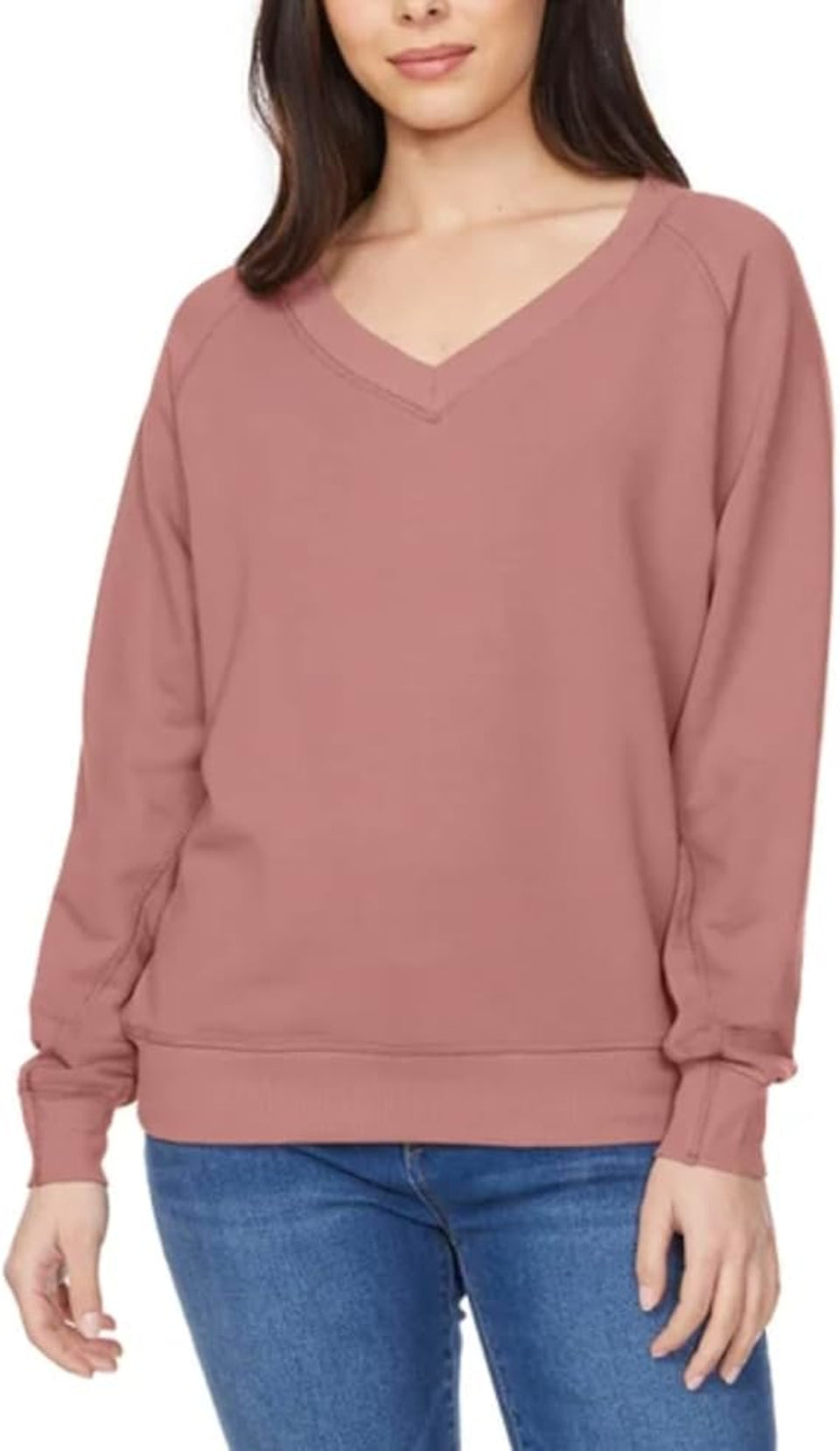 Buffalo David Bitton Women's BlushSuper Soft Fleece V-Neck Pullover Sweatshirt