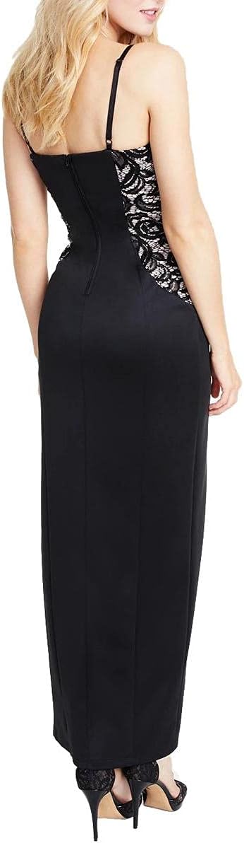 BCX Women's Black Notch-Neckline Lace-Detail Gown Dress  |BCX In Lebanon