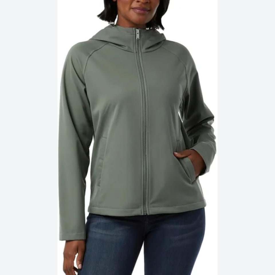 32 Heat Women's Sage Green Hooded Full Zip Softshell Jacket