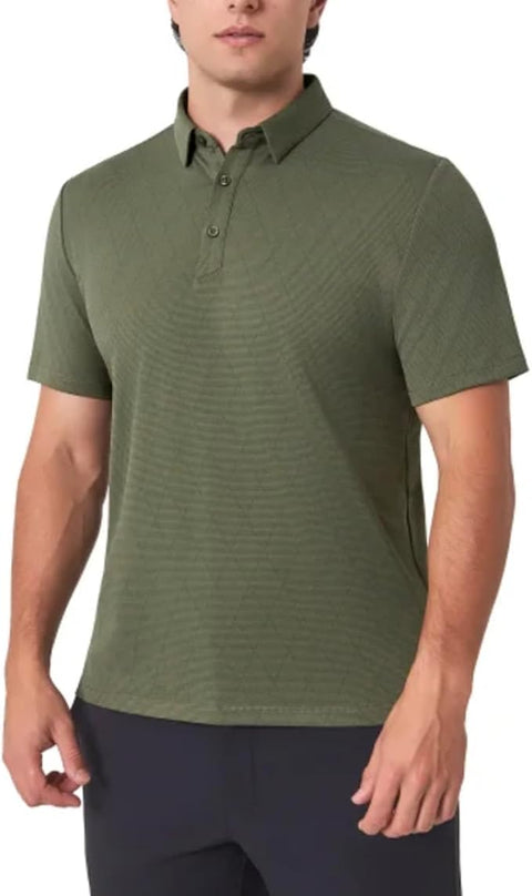 Modern Ambition Men’s Olive Green Moisture Wicking Short Sleeve Polo Neck T-Shirt | Modern Ambition In Lebanon
