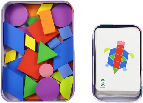 AKT Geometric Puzzle - Wooden Plate Tin Box Packaging 36 Pcs |AKT In Lebanon